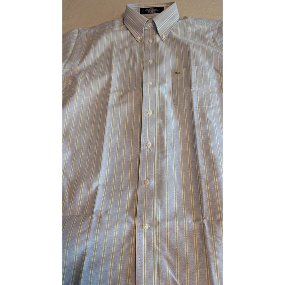 Men's Stafford Short Sleeve button up shirt multi color stripe Size 15.5